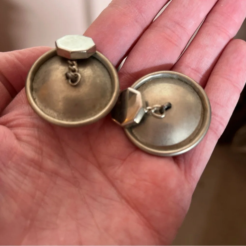 Vintage 1960 70 MCM Thailand Buddha Silver cosplay Oversized Art deco Cufflinks